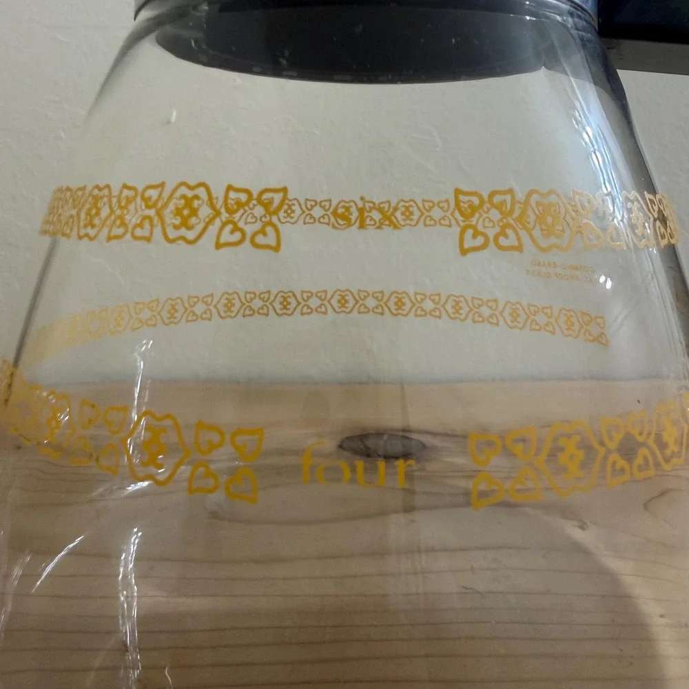 Vintage Melitta Corning Glass Coffee Carafe‎ Gold Floral MCM Replacement